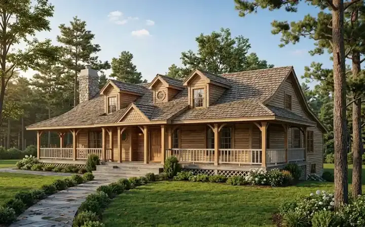 Country house plans 46-321 - front exterior, 2,299 sq ft, 4 bed, 2 bath house plans | Monster House Plans