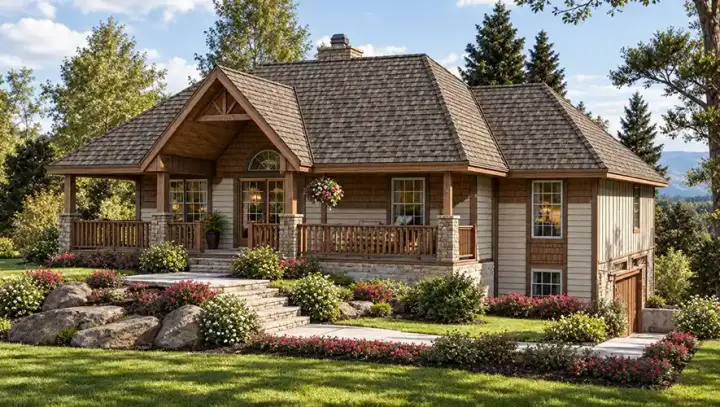 Country house plans 46-345 - front exterior, 1,609 sq ft, 3 bed, 2 bath house plans | Monster House Plans