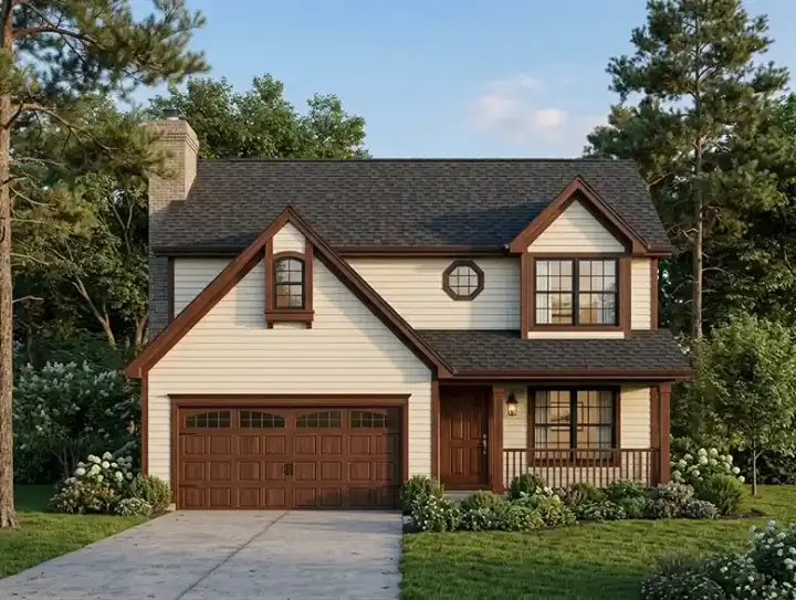 Traditional house plans 46-349 - front exterior, 2,041 sq ft, 4 bed, 2 bath house plans | Monster House Plans