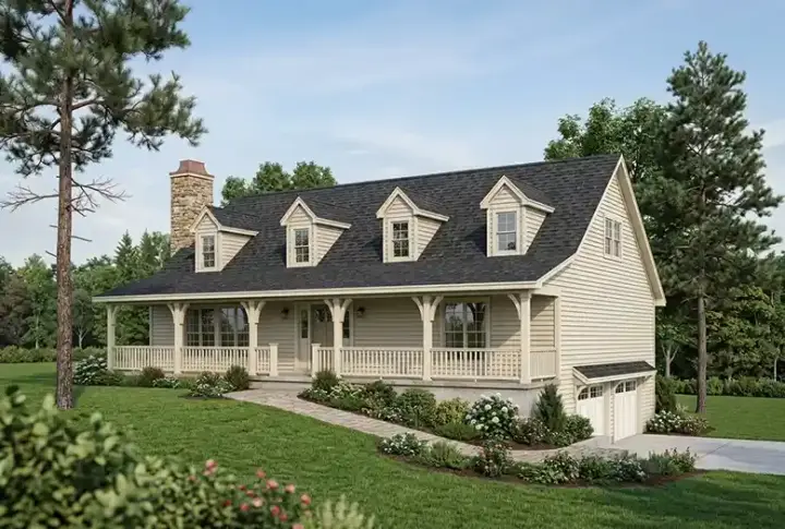 Country house plans 46-352 - front exterior, 2,381 sq ft, 4 bed, 2 bath house plans | Monster House Plans