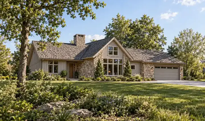 Contemporary house plans 46-378 - front exterior, 2,617 sq ft, 3 bed, 2 bath house plans | Monster House Plans