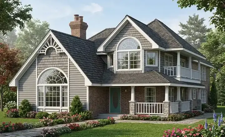 Country house plans 46-384 - front exterior, 2,267 sq ft, 3 bed, 2 bath house plans | Monster House Plans