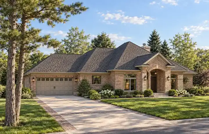 Traditional house plans 46-387 - front exterior, 1,778 sq ft, 3 bed, 2 bath house plans | Monster House Plans