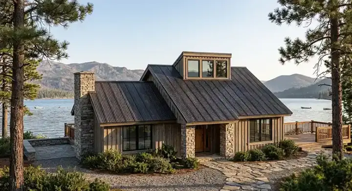 Contemporary house plans 46-390 - front exterior, 1,344 sq ft, 2 bed, 1 bath house plans | Monster House Plans