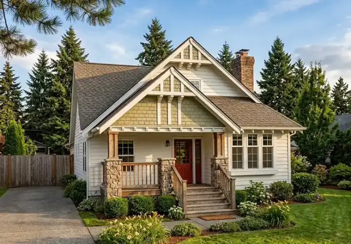 Bungalow house plans 46-396 - front exterior, 1,595 sq ft, 4 bed, 2 bath house plans | Monster House Plans