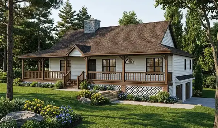 Traditional house plans 46-402 - front exterior, 1,741 sq ft, 3 bed, 2 bath house plans | Monster House Plans