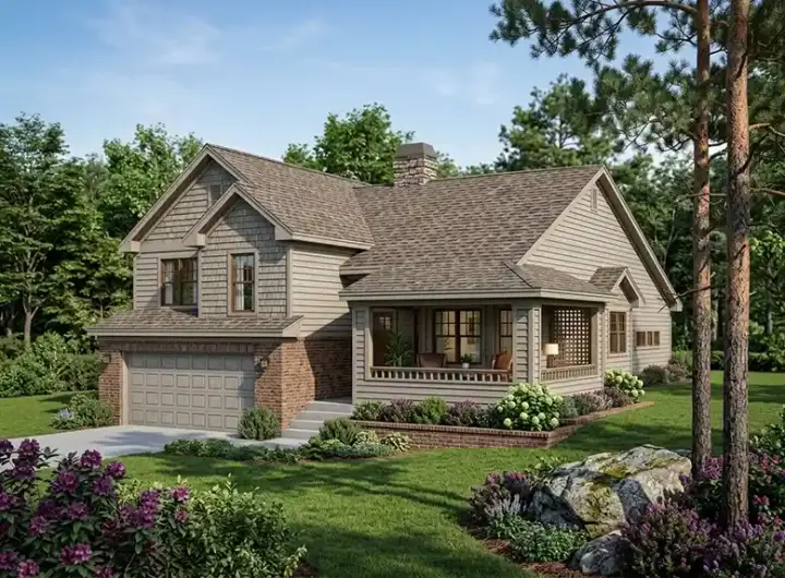 Traditional house plans 46-404 - front exterior, 2,064 sq ft, 3 bed, 2 bath house plans | Monster House Plans