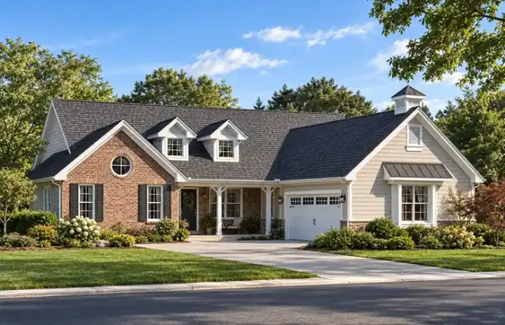 Traditional house plans 46-407 - front exterior, 1,832 sq ft, 3 bed, 2 bath house plans | Monster House Plans