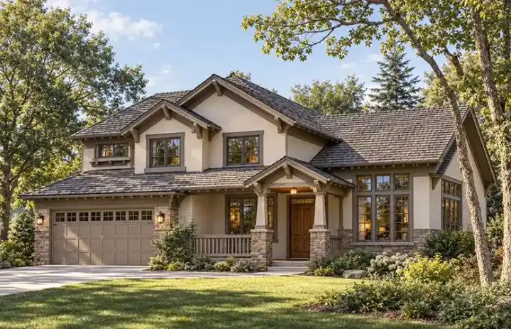 Traditional house plans 46-414 - front exterior, 2,411 sq ft, 4 bed, 2 bath house plans | Monster House Plans