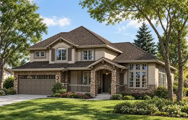 Traditional house plans 46-415 - front exterior, 2,411 sq ft, 4 bed, 2 bath house plans | Monster House Plans
