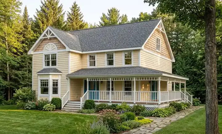 Country house plans 46-421 - front exterior, 1,957 sq ft, 4 bed, 2 bath house plans | Monster House Plans