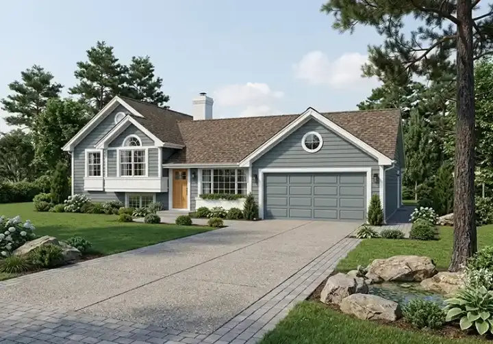 Traditional house plans 46-425 - front exterior, 984 sq ft, 3 bed, 2 bath house plans | Monster House Plans
