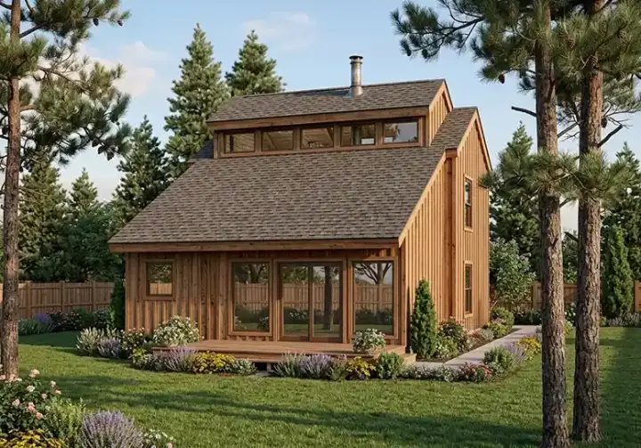 Contemporary house plans 46-431 - front exterior, 1,210 sq ft, 2 bed, 2 bath house plans | Monster House Plans