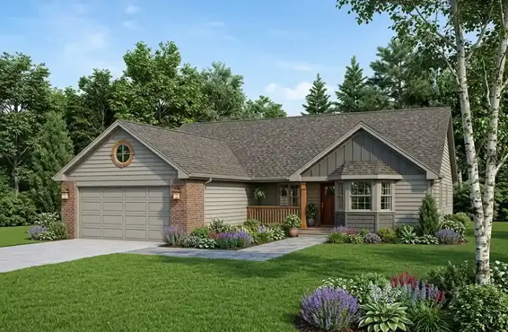 Traditional house plans 46-434 - front exterior, 1,620 sq ft, 3 bed, 2 bath house plans | Monster House Plans