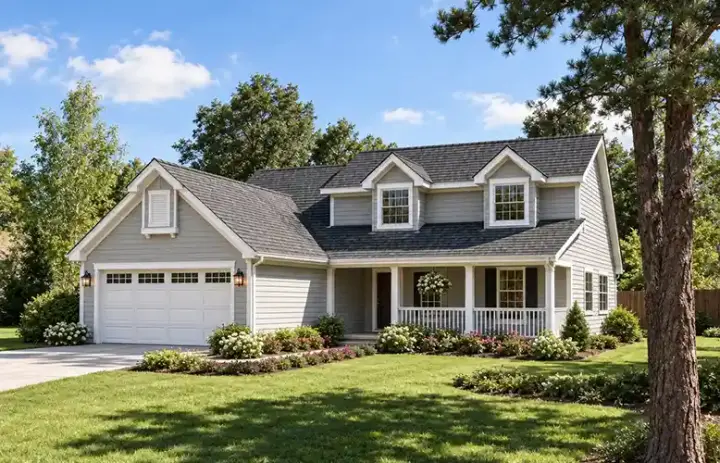 Country house plans 46-435 - front exterior, 1,398 sq ft, 4 bed, 2 bath house plans | Monster House Plans