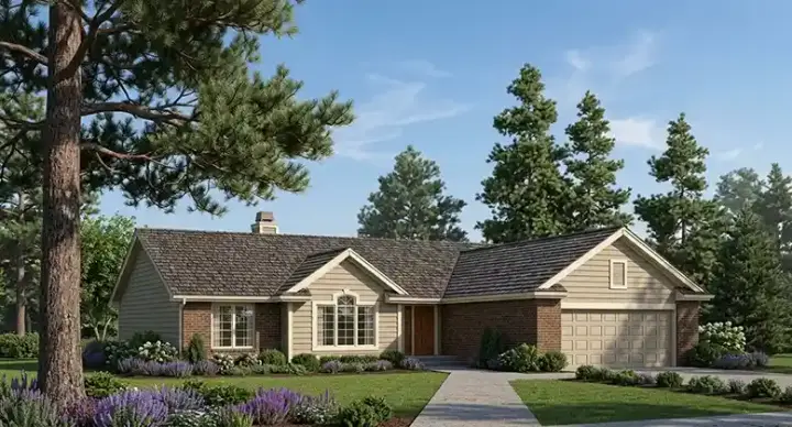 Traditional house plans 46-437 - front exterior, 1,235 sq ft, 3 bed, 2 bath house plans | Monster House Plans
