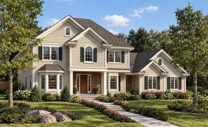 Traditional house plans 46-449 - front exterior, 2,540 sq ft, 4 bed, 2 bath house plans | Monster House Plans
