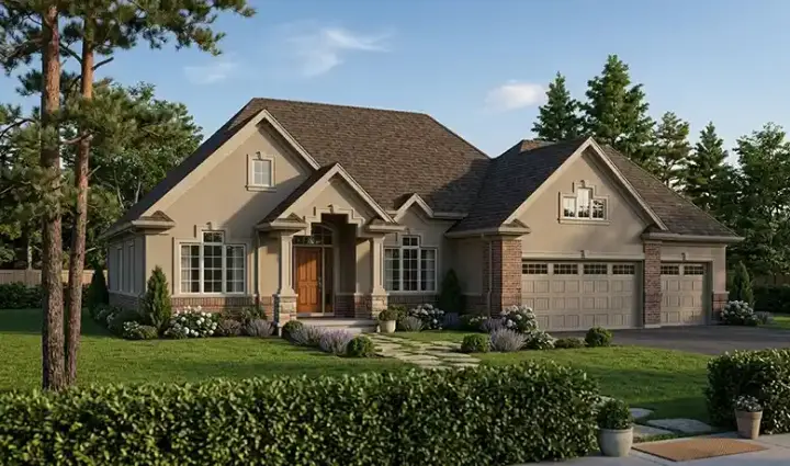 Traditional house plans 46-455 - front exterior, 2,110 sq ft, 3 bed, 2 bath house plans | Monster House Plans