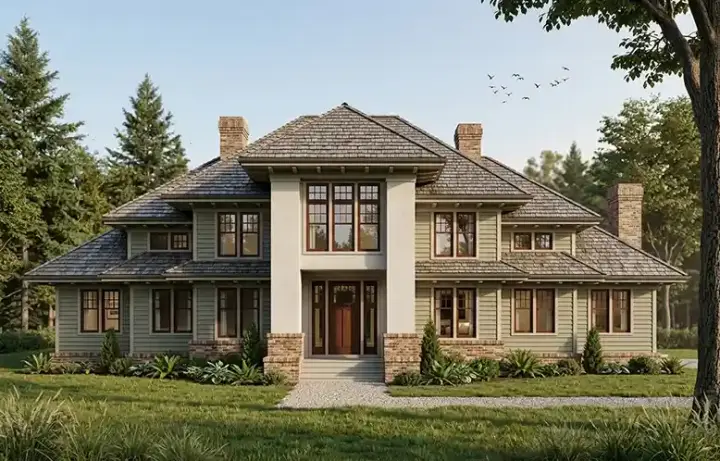 Contemporary house plans 46-460 - front exterior, 2,663 sq ft, 4 bed, 2 bath house plans | Monster House Plans