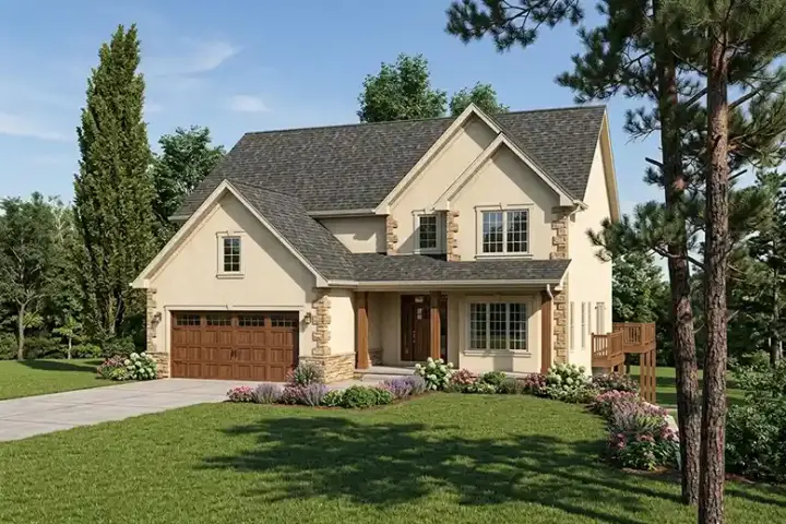 Traditional house plans 46-468 - front exterior, 2,648 sq ft, 4 bed, 2 bath house plans | Monster House Plans