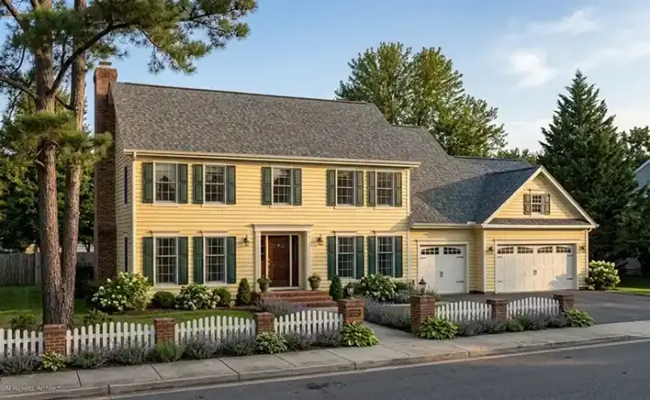 Colonial house plans 46-469 - front exterior, 2,920 sq ft, 4 bed, 2 bath house plans | Monster House Plans