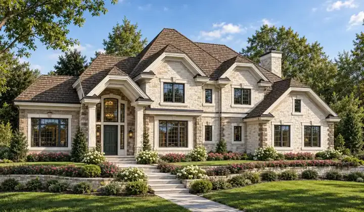 Traditional house plans 46-477 - front exterior, 3,485 sq ft, 4 bed, 3 bath house plans | Monster House Plans