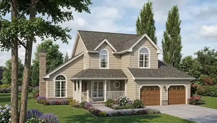 Traditional house plans 46-488 - front exterior, 1,554 sq ft, 3 bed, 2 bath house plans | Monster House Plans