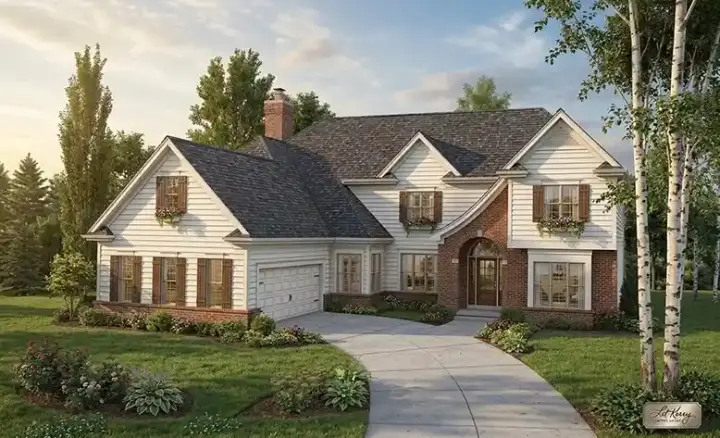 Traditional house plans 46-489 - front exterior, 2,878 sq ft, 4 bed, 2 bath house plans | Monster House Plans