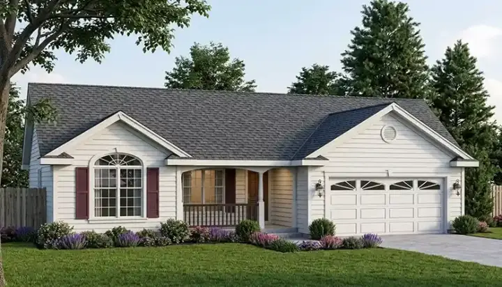 Traditional house plans 46-498 - front exterior, 1,312 sq ft, 3 bed, 2 bath house plans | Monster House Plans