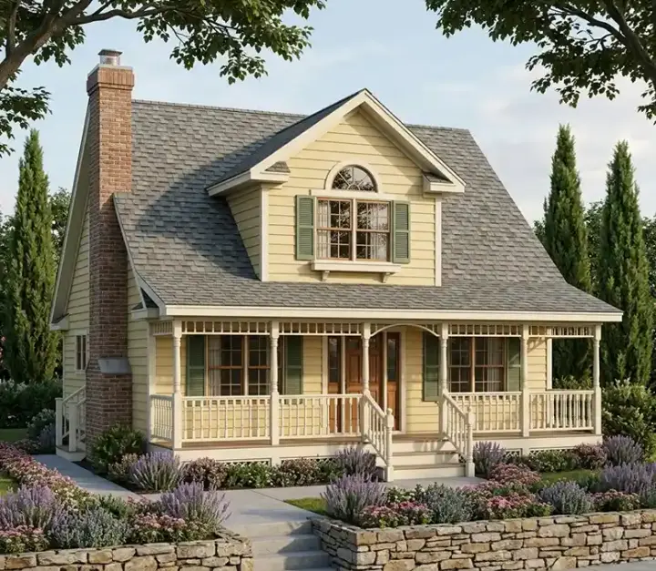 Country house plans 46-504 - front exterior, 1,470 sq ft, 3 bed, 2 bath house plans | Monster House Plans