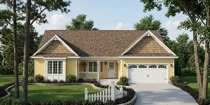 Traditional house plans 46-512 - front exterior, 1,771 sq ft, 2 bed, 2 bath house plans | Monster House Plans