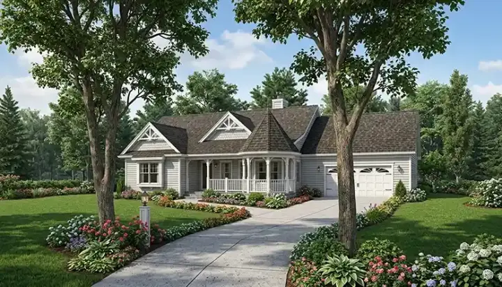 Southern house plans 46-515 - front exterior, 1,452 sq ft, 3 bed, 2 bath house plans | Monster House Plans