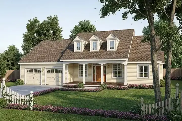 Southern house plans 46-516 - front exterior, 1,702 sq ft, 3 bed, 2 bath house plans | Monster House Plans