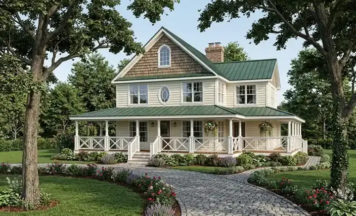 Southern house plans 46-521 - front exterior, 1,982 sq ft, 4 bed, 2 bath house plans | Monster House Plans