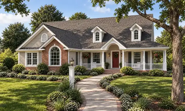 Traditional house plans 46-534 - front exterior, 1,554 sq ft, 3 bed, 2 bath house plans | Monster House Plans
