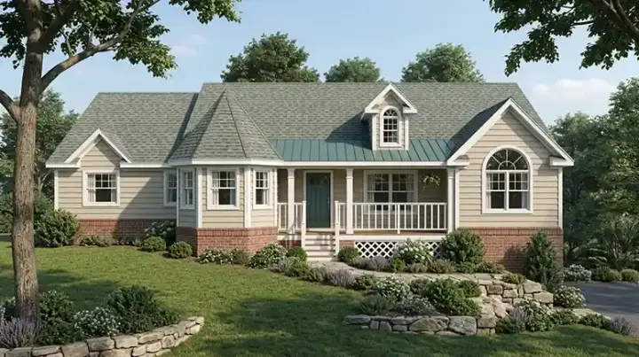 Traditional house plans 46-538 - front exterior, 1,990 sq ft, 3 bed, 2 bath house plans | Monster House Plans