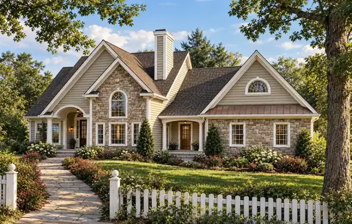 Traditional house plans 46-540 - front exterior, 2,161 sq ft, 3 bed, 2 bath house plans | Monster House Plans