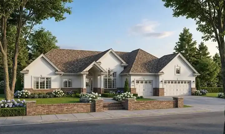 Traditional house plans 46-548 - front exterior, 4,064 sq ft, 4 bed, 3 bath house plans | Monster House Plans