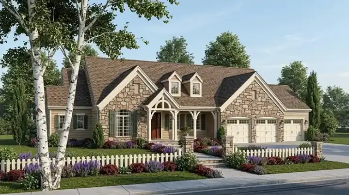 Traditional house plans 46-549 - front exterior, 3,947 sq ft, 4 bed, 2 bath house plans | Monster House Plans