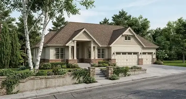 Traditional house plans 46-550 - front exterior, 2,930 sq ft, 3 bed, 3 bath house plans | Monster House Plans