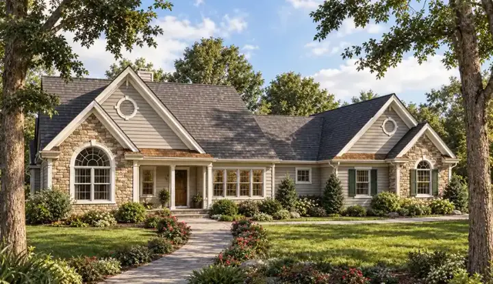 Traditional house plans 46-551 - front exterior, 2,407 sq ft, 3 bed, 2 bath house plans | Monster House Plans