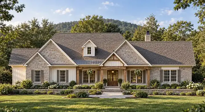 Traditional house plans 46-554 - front exterior, 3,028 sq ft, 3 bed, 2 bath house plans | Monster House Plans