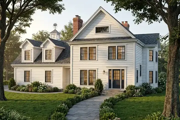 Colonial house plans 46-570 - front exterior, 2,629 sq ft, 4 bed, 2 bath house plans | Monster House Plans