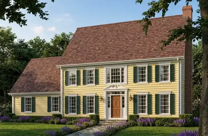 Colonial house plans 46-572 - front exterior, 2,490 sq ft, 3 bed, 2 bath house plans | Monster House Plans