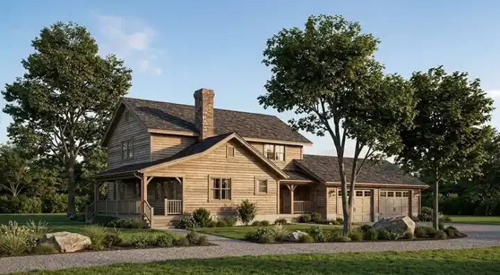 Country house plans 46-573 - front exterior, 2,005 sq ft, 4 bed, 3 bath house plans | Monster House Plans