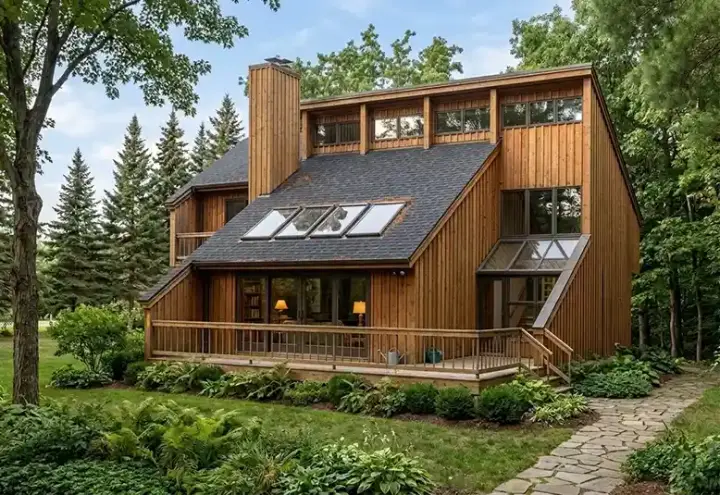 Contemporary house plans 46-574 - front exterior, 1,469 sq ft, 3 bed, 1 bath house plans | Monster House Plans