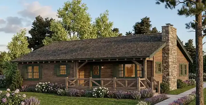Country house plans 46-587 - front exterior, 1,146 sq ft, 3 bed, 2 bath house plans | Monster House Plans