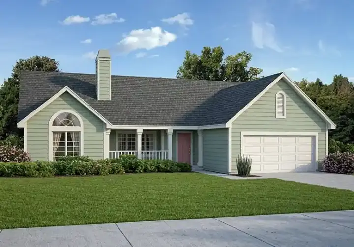 Traditional house plans 46-595 - front exterior, 1,831 sq ft, 3 bed, 2 bath house plans | Monster House Plans