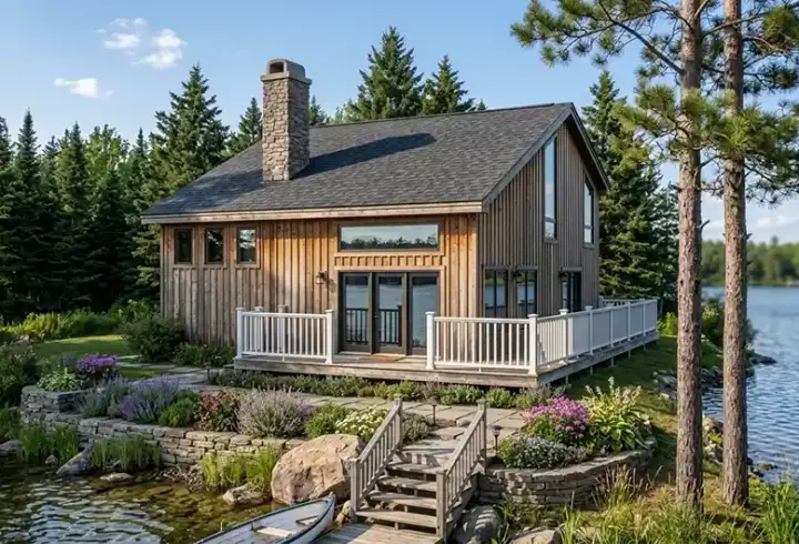 Contemporary house plans 46-602 - front exterior, 1,298 sq ft, 3 bed, 2 bath house plans | Monster House Plans