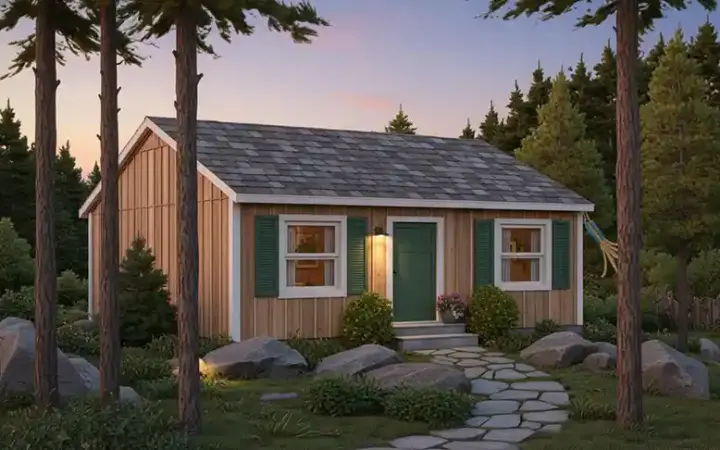 Traditional house plans 46-605 - front exterior, 576 sq ft, 2 bed, 1 bath house plans | Monster House Plans
